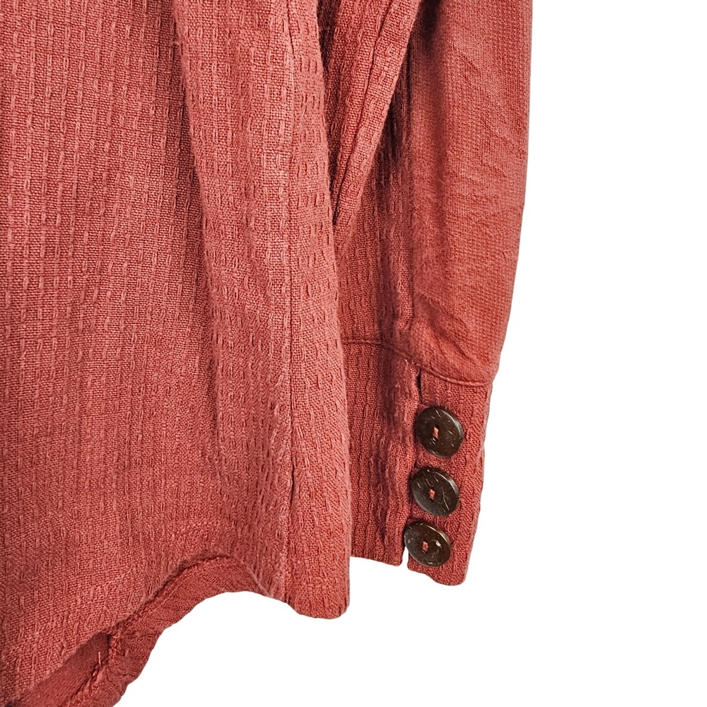 Soft Surroundings Women's Textured Button Front Blazer Coral Pink OrangeSize 10 - Picture 10 of 10